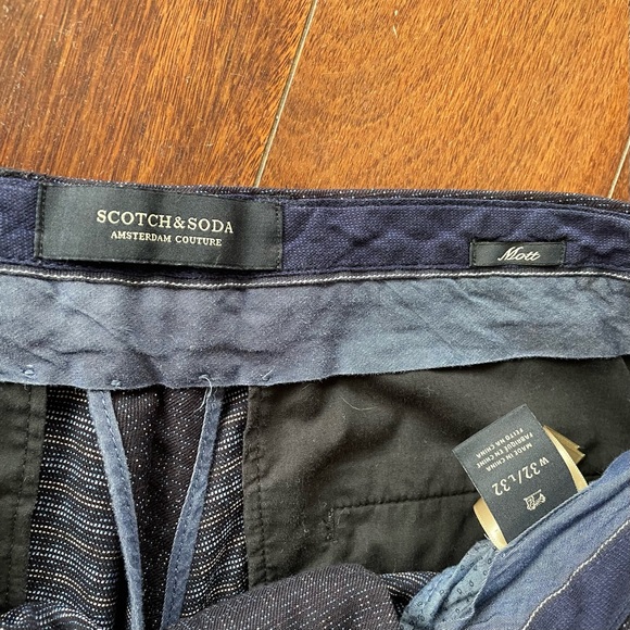 Scotch & Soda Amsterdam Couture Mott Men’s Pants Navy Blue Pleated Pattern 32 - Picture 7 of 12
